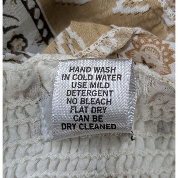 Cache Smocked Tiered White, Tan and Gold Sundress Size Large - Picture 5 of 7